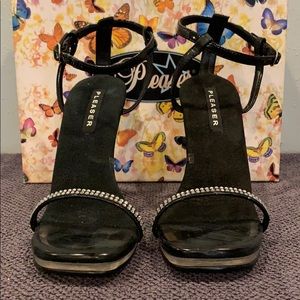 Pleaser Black Pat/Clear Shoes